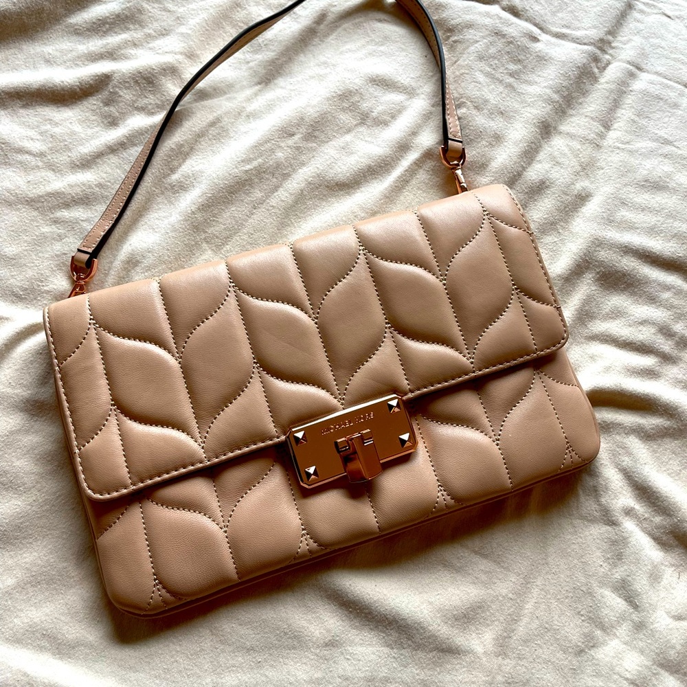 BLUSH PINK + Rose Gold Hardware. [images appear tan] Lambskin | soft